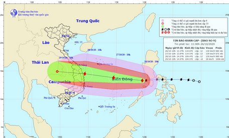  Hướng đi dự kiến của bão số 9