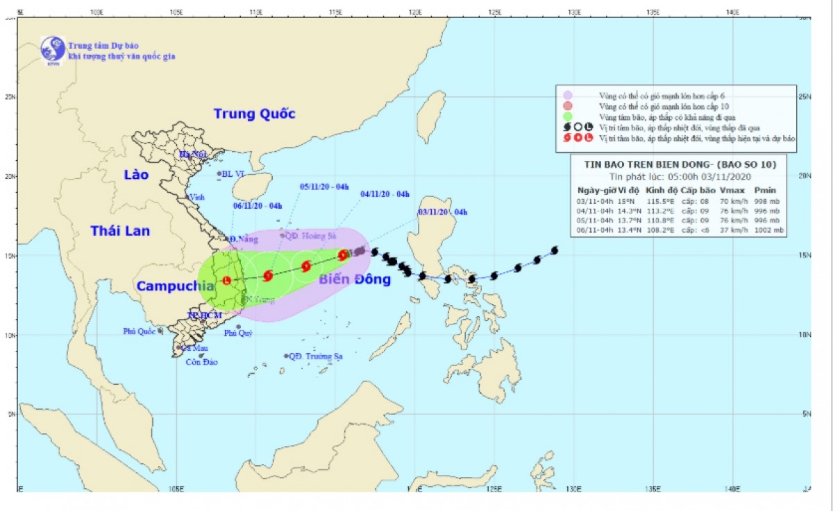 Đường đi của cơn bão. (Ảnh: Chụp màn hình).
