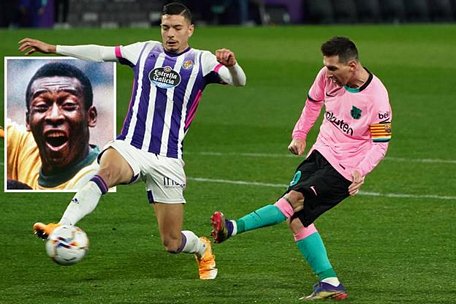 Lionel Messi vượt qua kỷ lục của “Vua bóng đá” Pele. (Ảnh: The Sun)