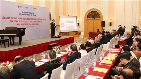 Quang cảnh lễ tổng kết Chương trình trọng điểm quốc gia phát triển Toán học và kỷ niệm 10 năm thành lập Viện Nghiên cứu cao cấp về Toán, sáng 23/12/2020. Ảnh: Thanh Tùng/TTXVN