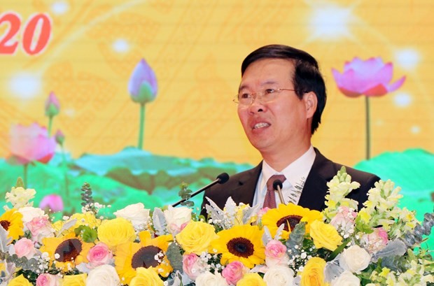 Trưởng ban Ban Tuyên giáo Trung ương Võ Văn Thưởng phát biểu tại Hội nghị. (Ảnh: Văn Đức/TTXVN)