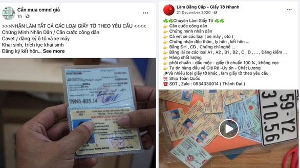 Công khai chào mua chứng minh nhân dân để lừa đảo, trong đó có làm hồ sơ vay tiền các ngân hàng, công ty tài chính - Ảnh chụp màn hình