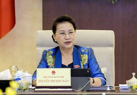  Chủ tịch Quốc hội Nguyễn Thị Kim Ngân điều hành phiên thảo luận. Ảnh: Quốc hội