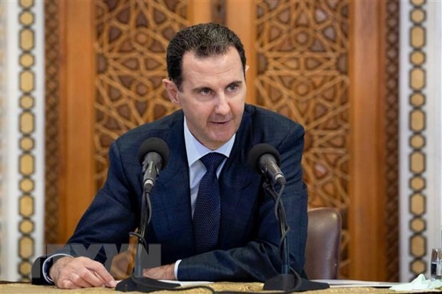 Tổng thống Syria Bashar al-Assad phát biểu trong một cuộc họp tại Damascus. (Ảnh: AFP/TTXVN)