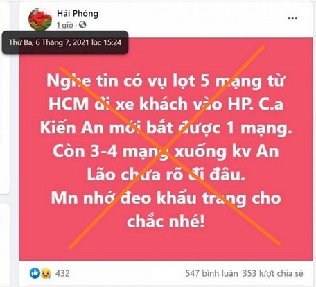  Thông tin sai sự thật trên Fanpage 