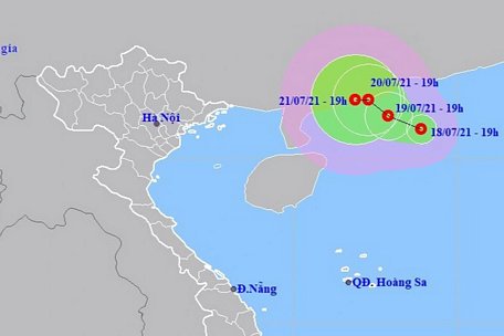  Vị trí và hướng di chuyển của áp thấp nhiệt đới. (Ảnh: NCHMF).