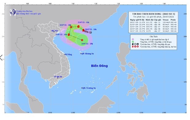 Hướng di chuyển của bão. (Nguồn: nchmf.gov.vn)