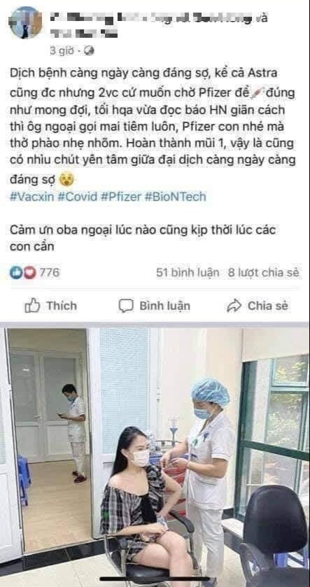 V.P.A. chia sẻ thông tin sai sự thật trên mạng xã hội Facebook