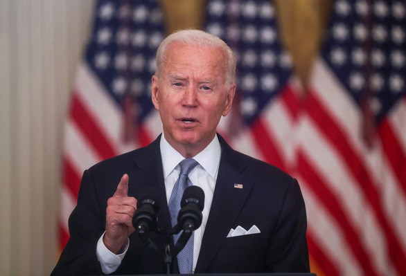 Tổng thống Mỹ Joe Biden đọc tuyên bố về khủng hoảng ở Afghanistan tại Nhà Trắng ngày 16/8- Ảnh: REUTERS