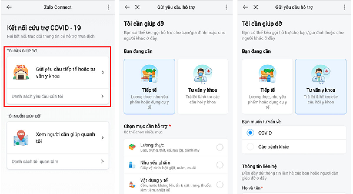 Zalo Connect - tính năng tìm kiếm, giúp đỡ những người khó khăn (Ảnh chụp màn hình)