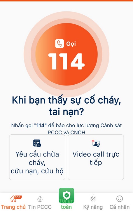  Ứng dụng “Báo cháy 114” trên điện thoại.