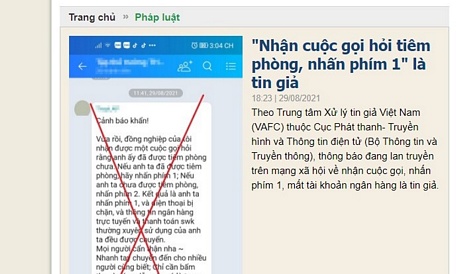 Một tin giả trên mạng xã hội vừa được phát hiện, công bố trên Trung tâm Xử lý tin giả Việt Nam được báo Vĩnh Long thông tin.