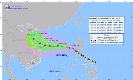  Hướng đi dự kiến của bão số 5