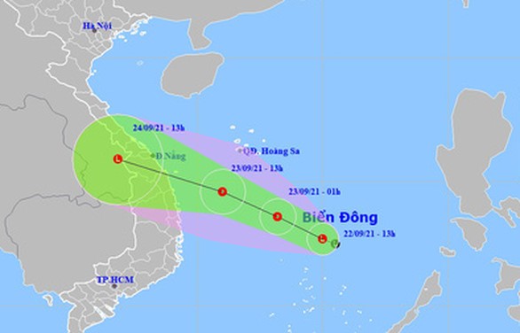 Vị trí và hướng di chuyển vùng áp thấp - Ảnh: Trung tâm dự báo khí tượng thủy văn quốc gia