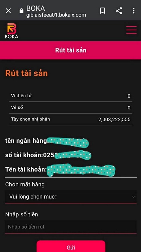  Tài khoản trên sàn Boka của chị Ngọc hiển thị khoản tiền đầu tư cả gốc và lãi đã hơn 2 tỉ đồng, nhưng để rút được chị phải... đóng phạt 115 triệu đồng vì tài khoản đã bị khoá?!