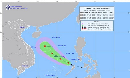  Dự báo đường đi của áp thấp và bão.