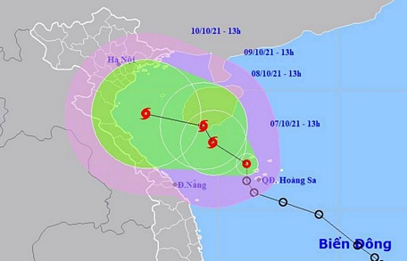 Dự báo vị trí và hướng di chuyển của áp thấp nhiệt đới - Nguồn: Trung tâm dự báo khí tượng thủy văn quốc gia