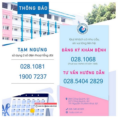  Các số tổng đài thật của Bệnh viện Từ Dũ (Ảnh: Facebook Bệnh viện Từ Dũ)