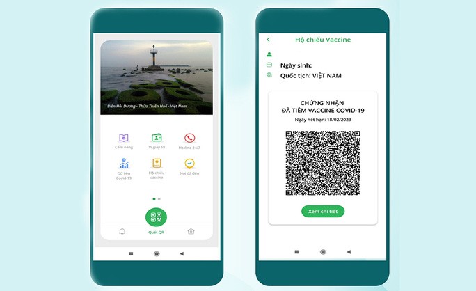 Hộ chiếu vắc-xin được hiển thị bằng mã QR code- Ảnh: Bộ Y tế