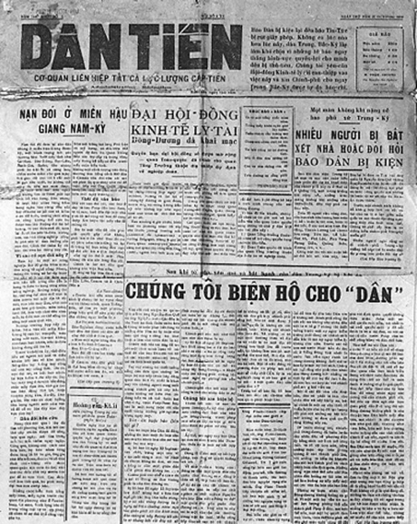 Báo Dân Tiến do đồng chí Phan Đăng Lưu trực tiếp chỉ đạo. Ảnh tư liệu Bảo tàng Lịch sử Quốc gia