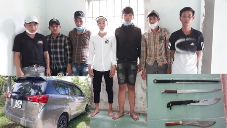 Nhóm đối tượng cùng hung khí nguy hiểm được cất giấu trên xe ô tô biển kiểm soát 72A-271.87.