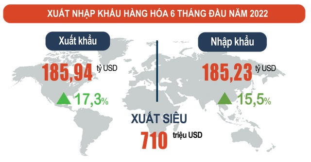 Từ đầu năm đến nay, kim ngạch xuất khẩu ước đạt 185,94 tỷ USD, tăng 17,3% so với cùng kỳ năm trước