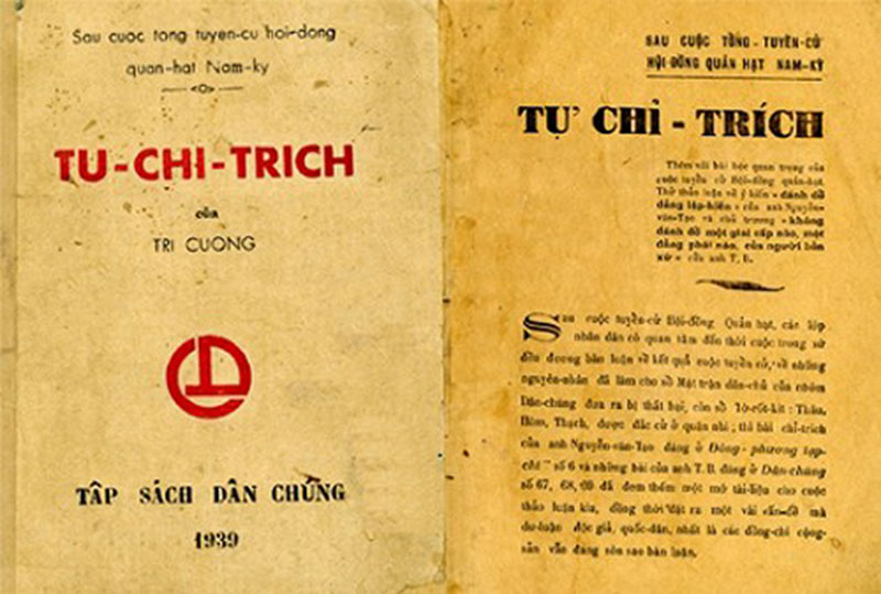 Tác phẩm “Tự chỉ trích” của đồng chí Nguyễn Văn Cừ.