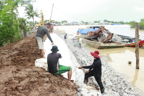 Nhiều công trình phòng chống sạt lở, ngăn lũ, triều cường được triển khai thực hiện.