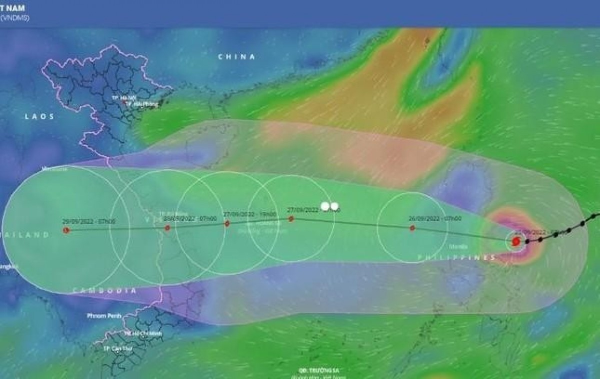 Vị trí và dự báo hướng di chuyển của bão Noru - Nguồn: Trung tâm Dự báo khí tượng thủy văn quốc gia.