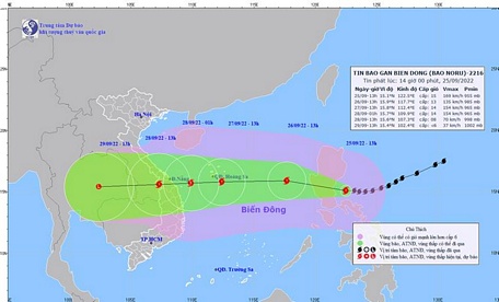 Dự báo vị trí và đường đi của bão số 4. Ảnh: Trung tâm DBKTTV quốc gia