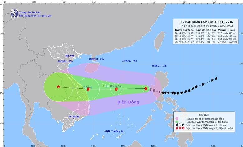  Hướng đi dự kiến của bão số 4 (Noru).