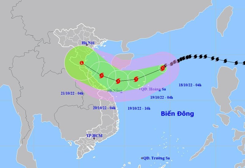 Vị trí và hướng di chuyển của bão số 6. (Nguồn: nchmf.gov.vn)