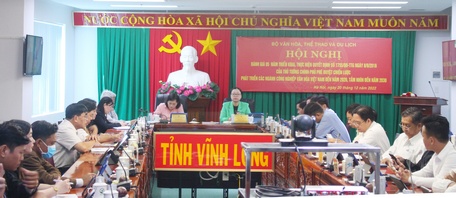 Hội nghị trực tuyến tại điểm cầu tỉnh Vĩnh Long.