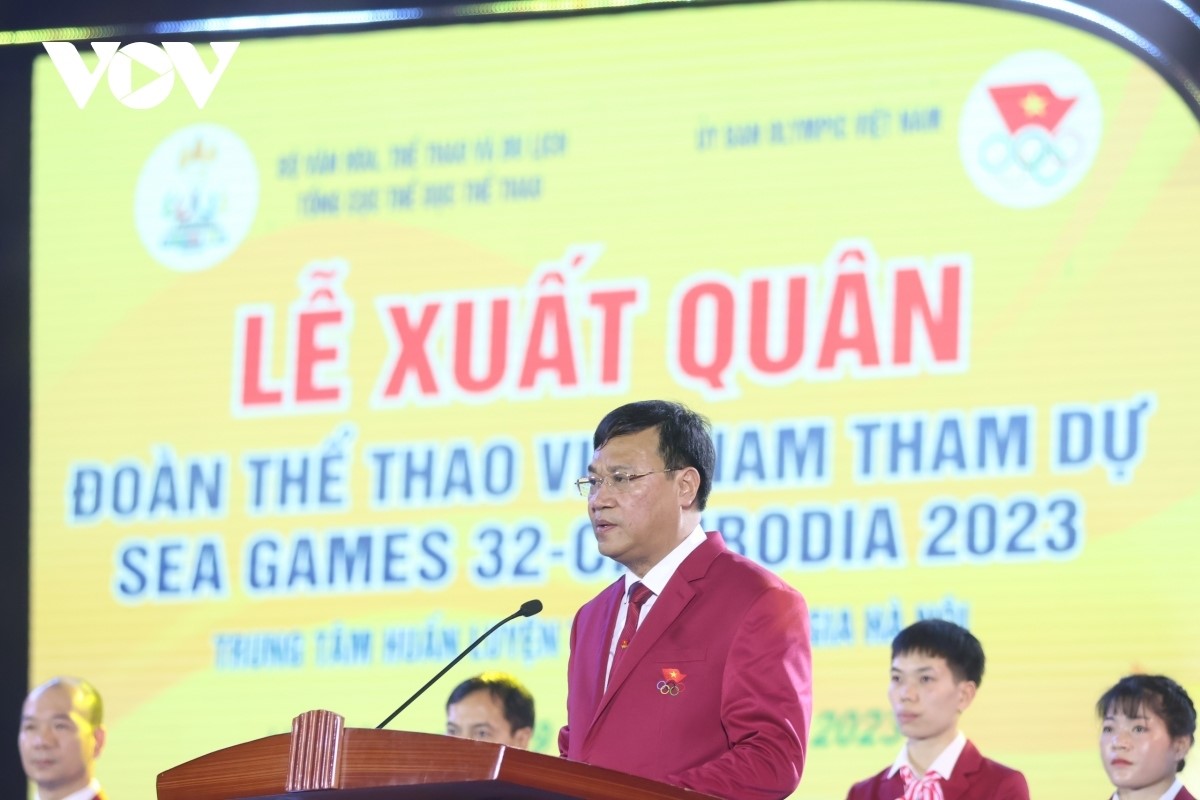 Trưởng đoàn Thể thao Việt Nam tại SEA Games 32 Đặng Hà Việt. (Ảnh: Bùi Lượng)