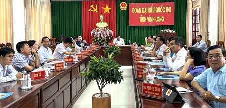 Đoàn Đại biểu Quốc hội đơn vị tỉnh Vĩnh Long tham dự trực tuyến phiên chất vấn và trả lời chất vấn.